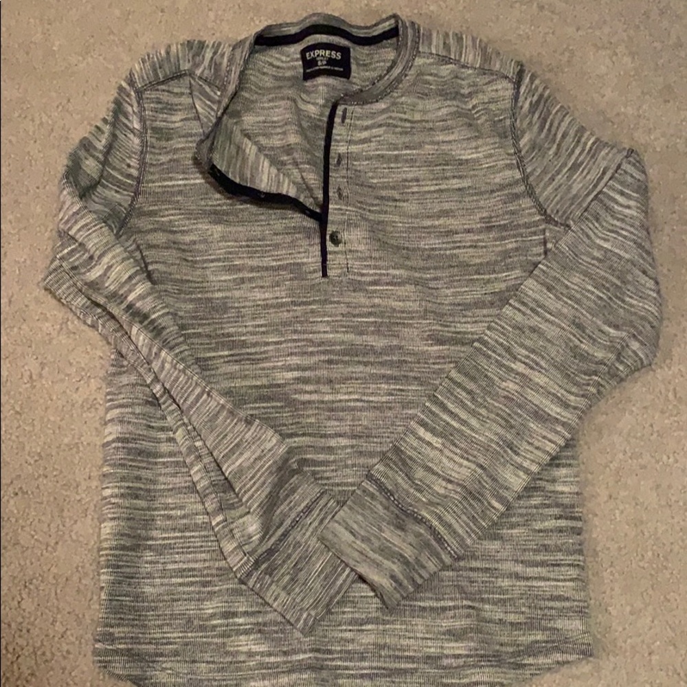 Express Navy Long Sleeve Henley Shirt